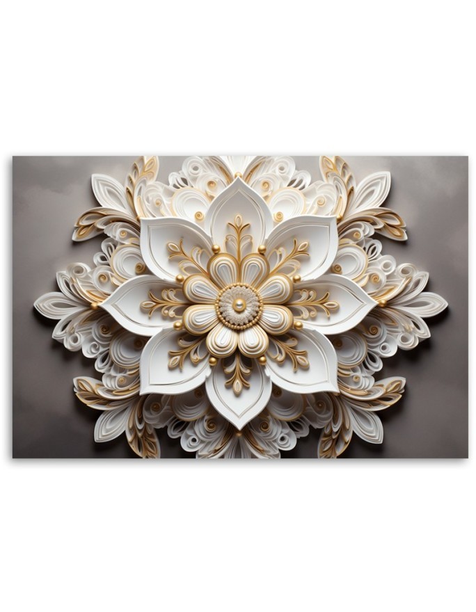 Fashionable ai painting for wall - White 3d flower | FEEBY