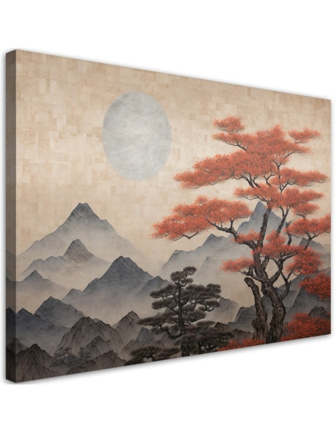 Modern painting ai - Beige mountain landscape | FEEBY