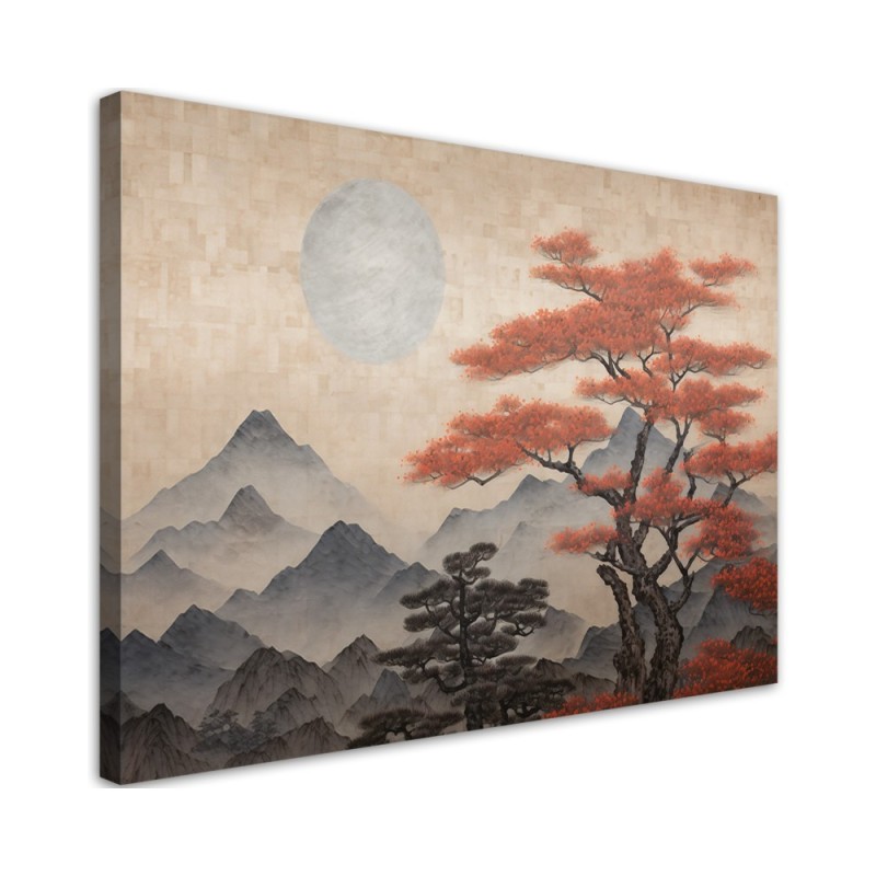 Modern painting ai - Beige mountain landscape | FEEBY