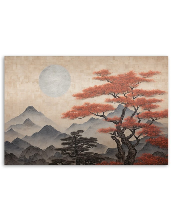 Modern painting ai - Beige mountain landscape | FEEBY