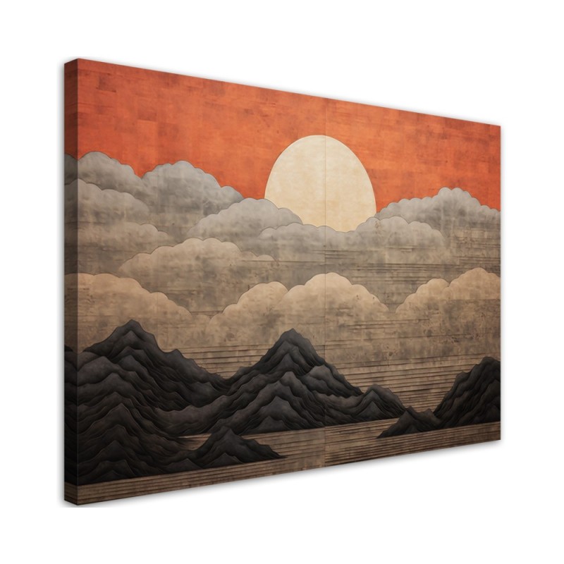 Boho style wall painting - Sun cloud mountain | FEEBY