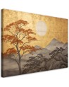 Modern painting for living room - Golden mountain landscape | FEEBY