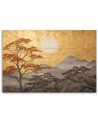 Modern painting for living room - Golden mountain landscape | FEEBY