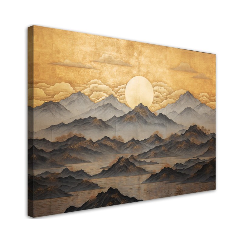 Printed canvas print on canvas ai - Golden mountain landscape | FEEBY