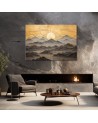 Printed canvas print on canvas ai - Golden mountain landscape | FEEBY