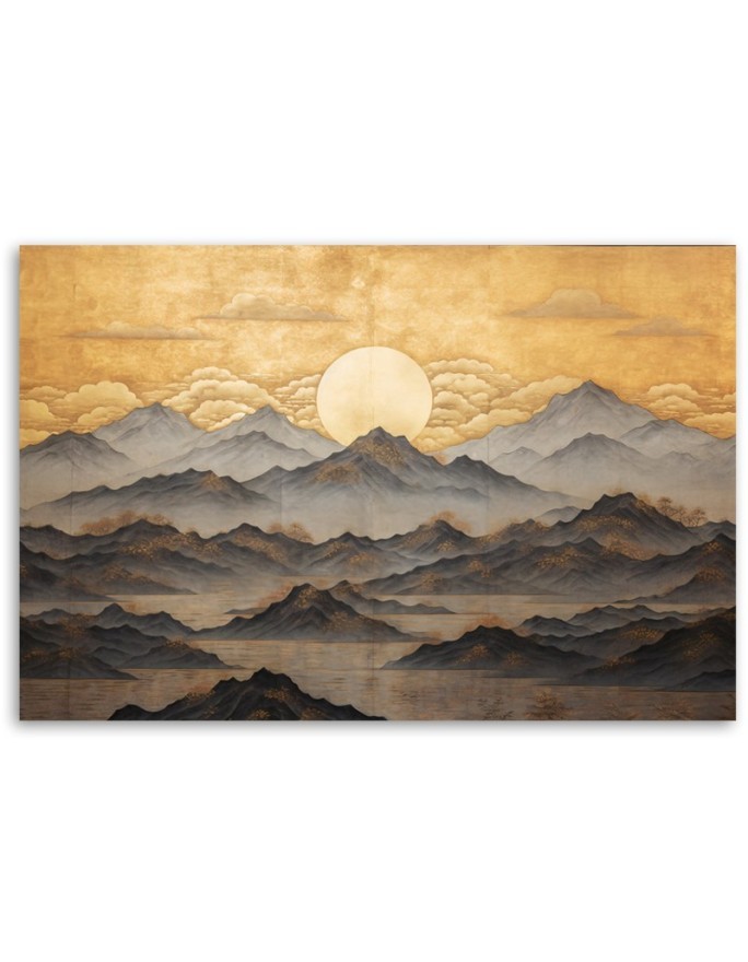 Printed canvas print on canvas ai - Golden mountain landscape | FEEBY