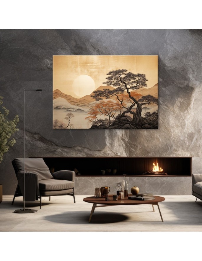 Decorative 3d painting - Golden mountain view | FEEBY