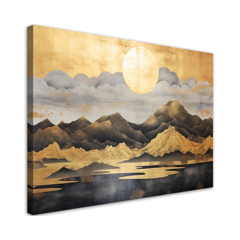 Canvas print for bedroom - Golden mountainscape | FEEBY