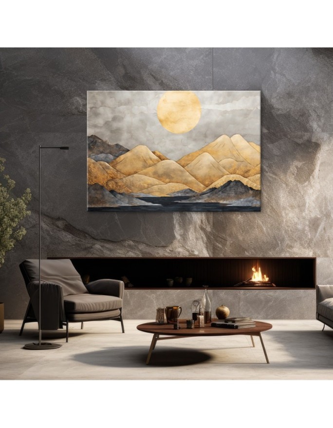 Canvas print - Golden mountains landscape abstract | FEEBY