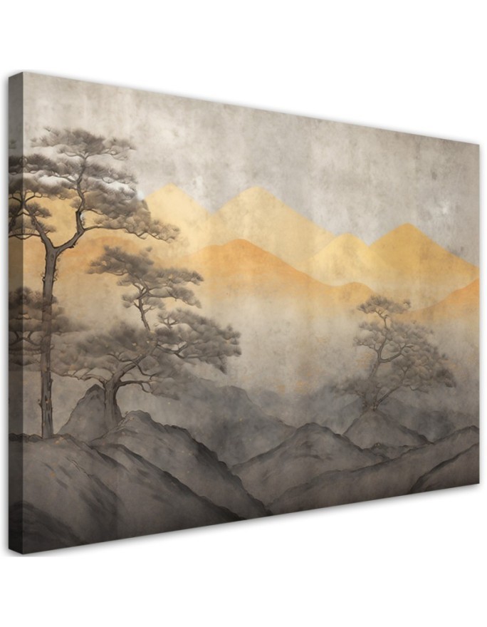 Wall painting - Mountain landscape in gold | FEEBY