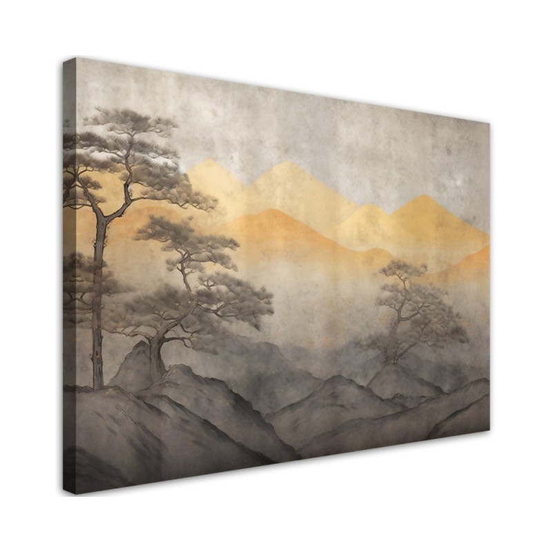 Wall painting - Mountain landscape in gold | FEEBY