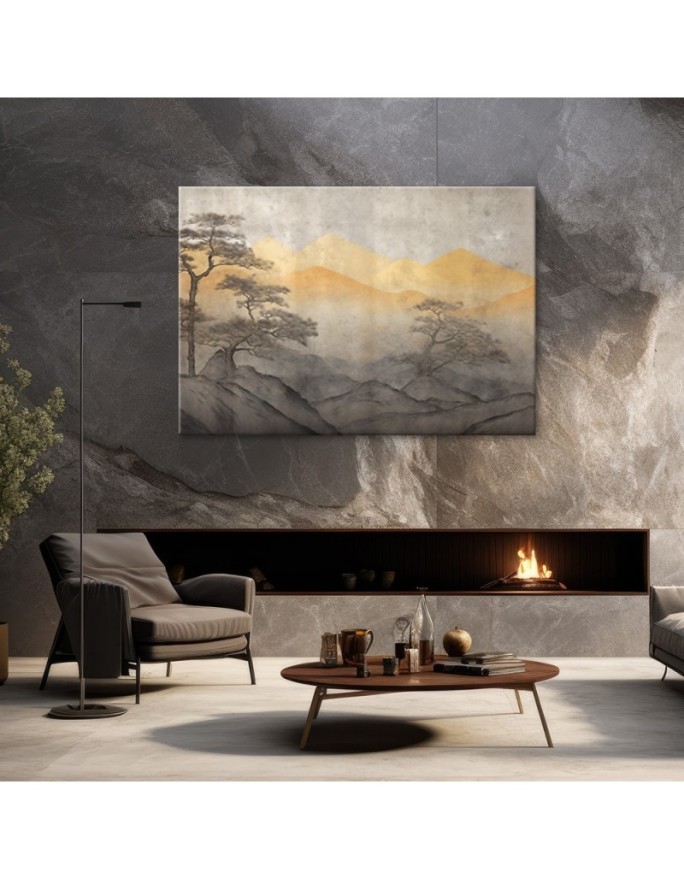 Wall painting - Mountain landscape in gold | FEEBY