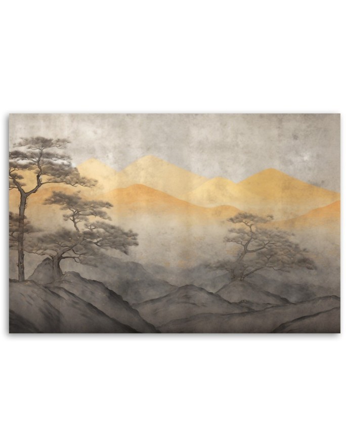 Wall painting - Mountain landscape in gold | FEEBY