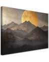Boho painting - Golden sun and mountains | FEEBY