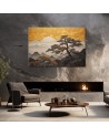 Wall canvas print - Japanese landscape on a golden background | FEEBY