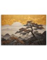 Wall canvas print - Japanese landscape on a golden background | FEEBY