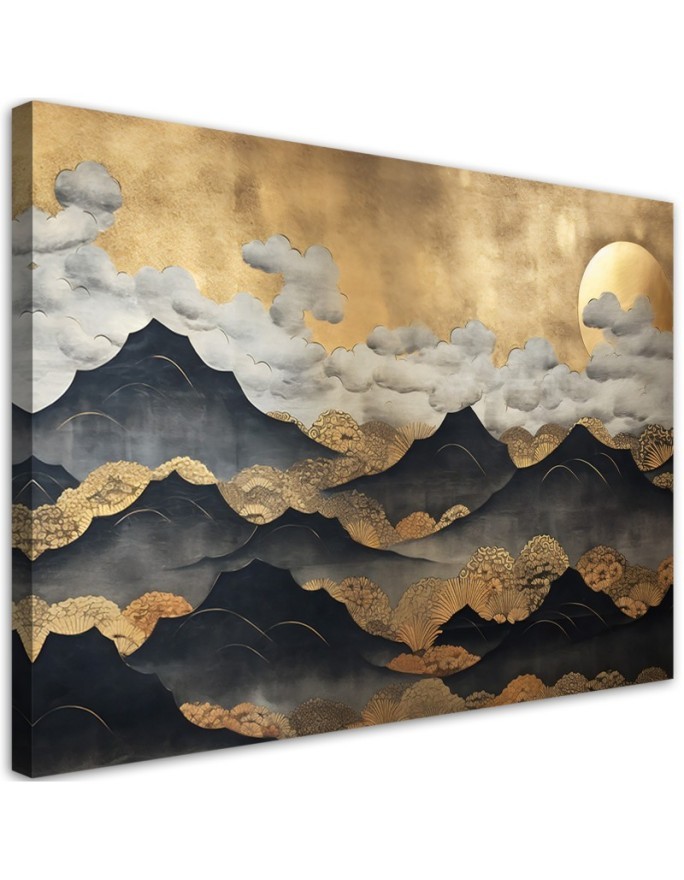 Canvas print for the wall - Golden mountain landscape | FEEBY