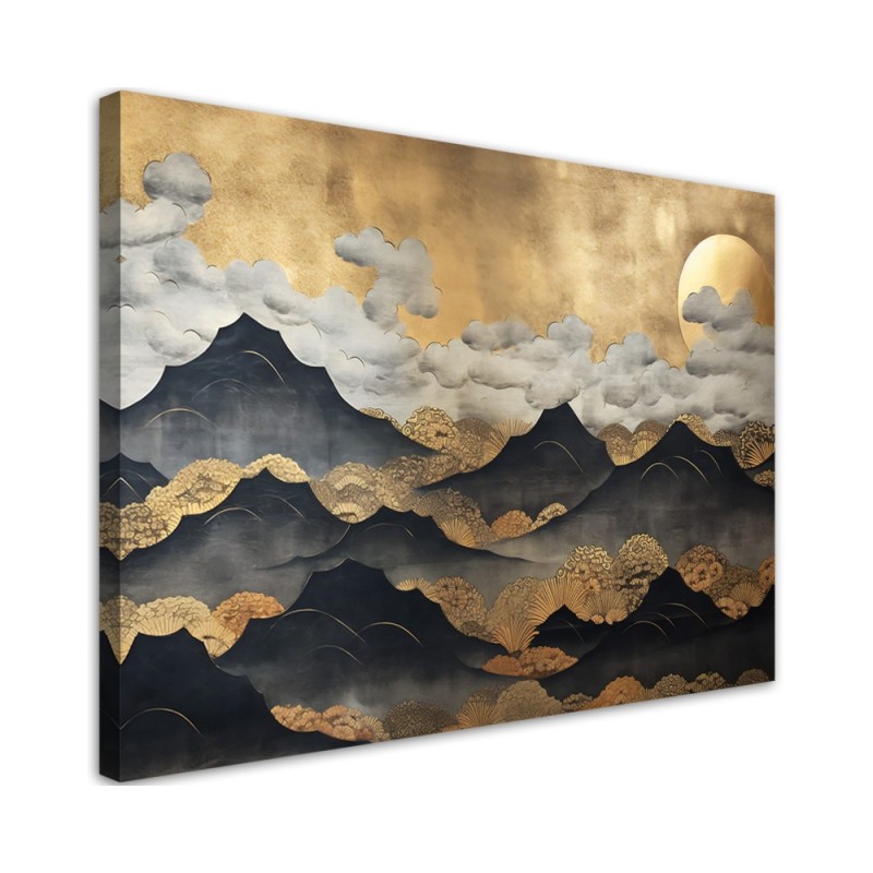 Canvas print for the wall - Golden mountain landscape | FEEBY