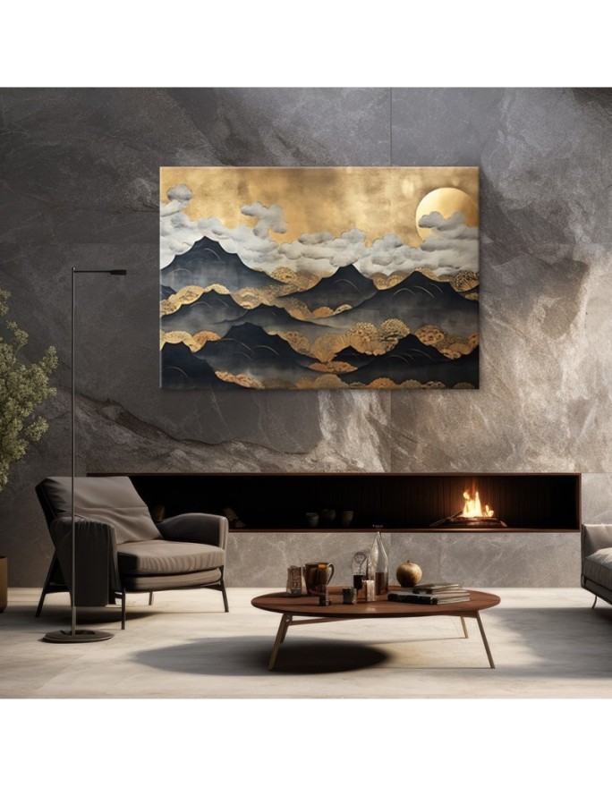Canvas print for the wall - Golden mountain landscape | FEEBY