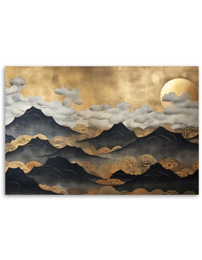 Canvas print for the wall - Golden mountain landscape | FEEBY