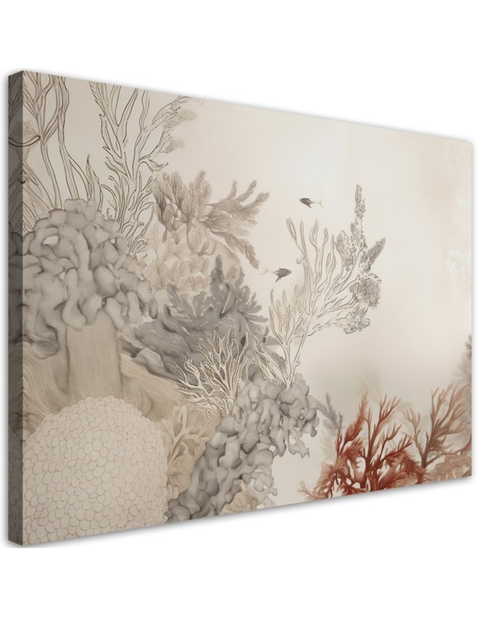 Canvas print for living room boho - Marine fishes and plants | FEEBY