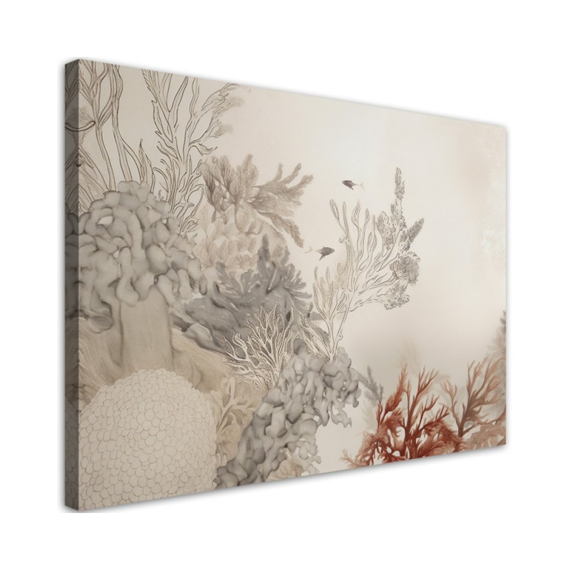 Canvas print for living room boho - Marine fishes and plants | FEEBY