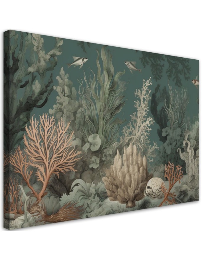 Canvas print for bathroom - Corals and fish | FEEBY