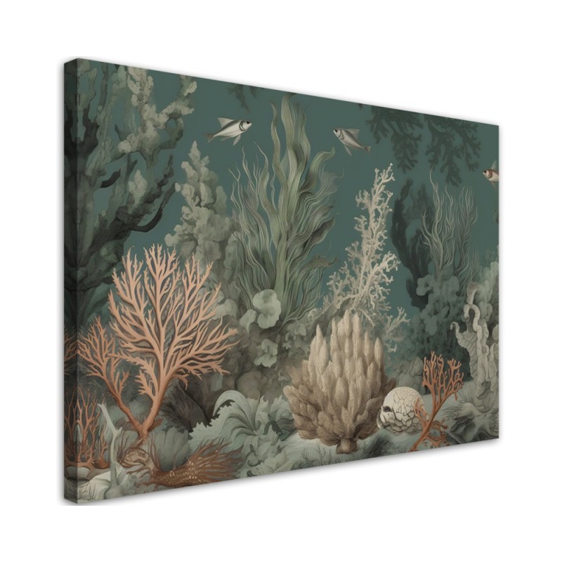 Canvas print for bathroom - Corals and fish | FEEBY