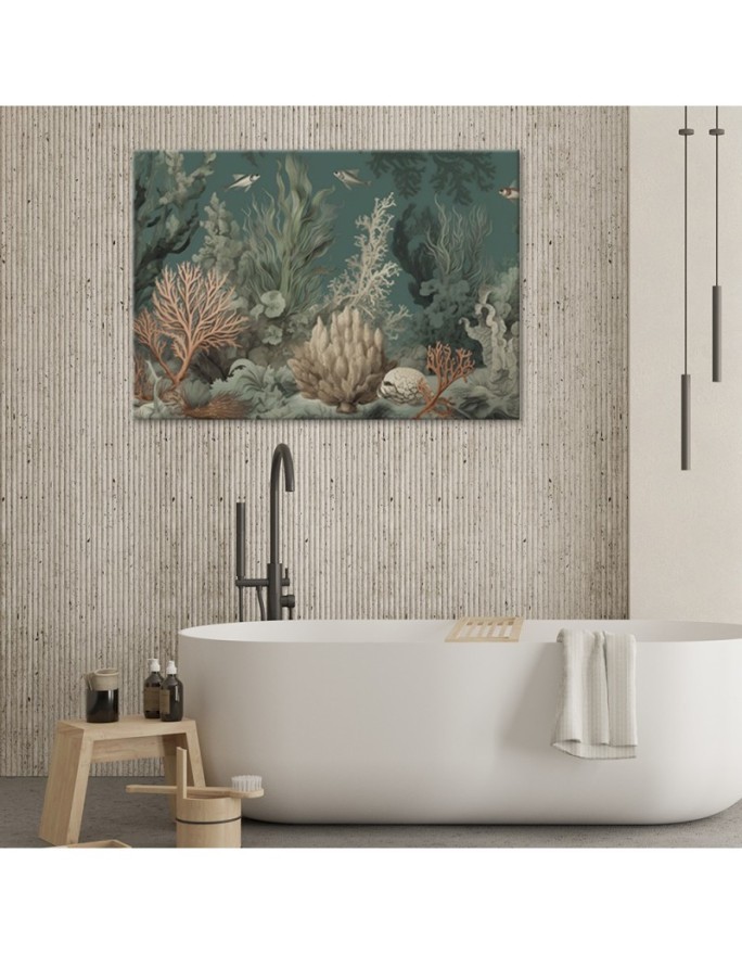 Canvas print for bathroom - Corals and fish | FEEBY