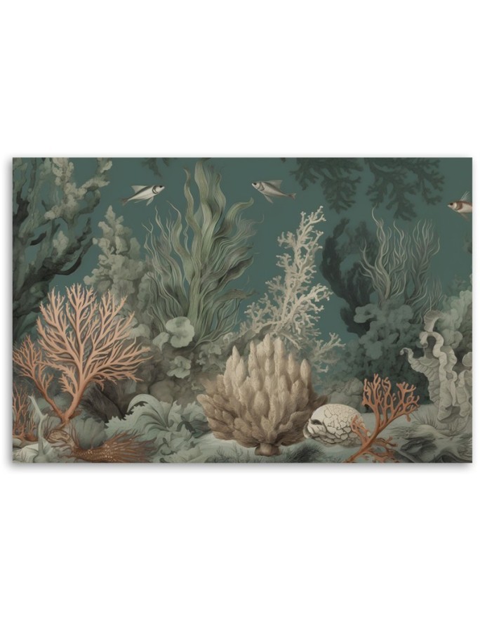 Canvas print for bathroom - Corals and fish | FEEBY