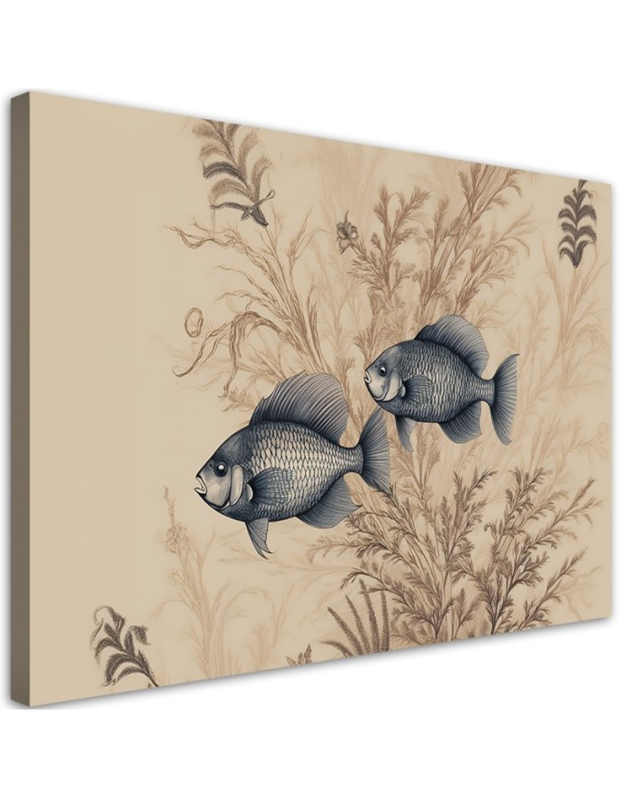 Canvas print for living room - Fish on a beige background | FEEBY