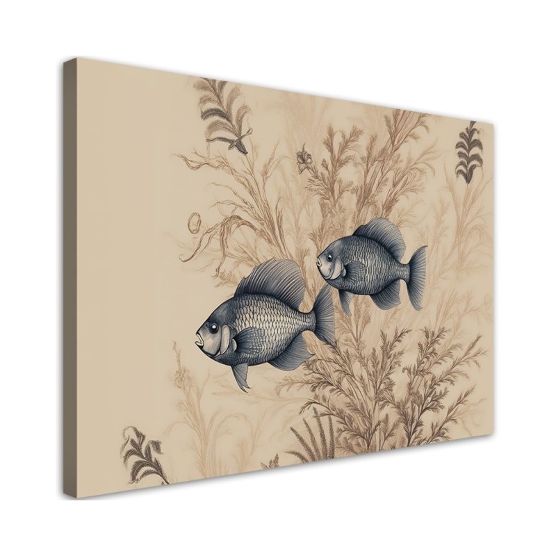 Canvas print for living room - Fish on a beige background | FEEBY