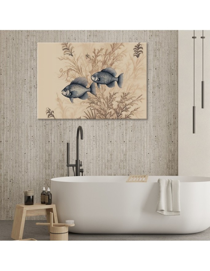 Canvas print for living room - Fish on a beige background | FEEBY