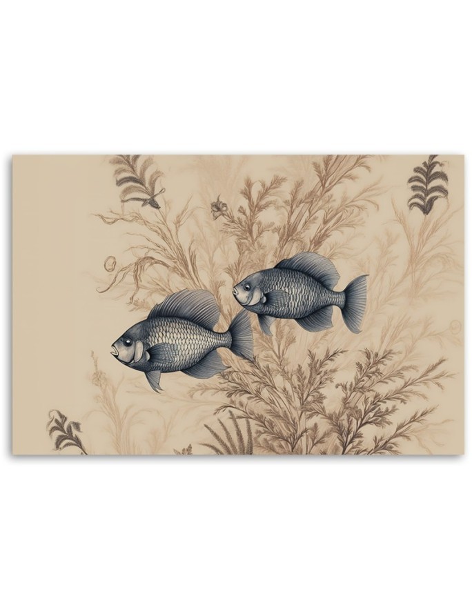 Canvas print for living room - Fish on a beige background | FEEBY