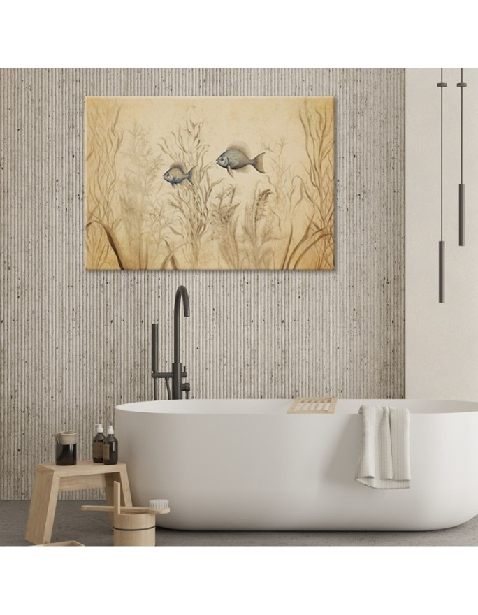 Canvas print - Fish in boho style beige | FEEBY