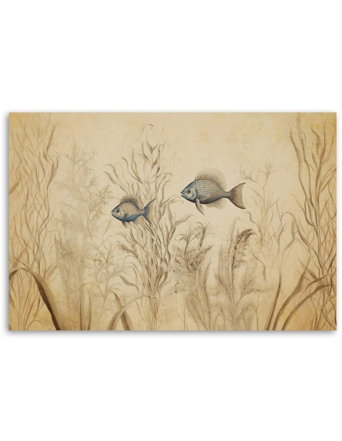 Canvas print - Fish in boho style beige | FEEBY