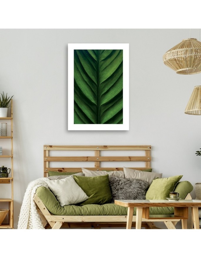 Canvas painting - Green macro-leaf | FEEBY