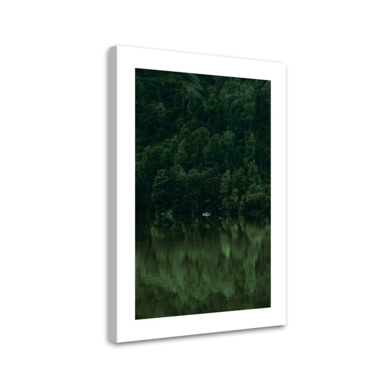 Canvas painting - Green forest by a lake | FEEBY