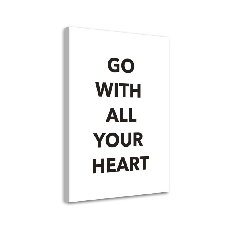 Canvas painting - Inscription With all my heart in English | FEEBY