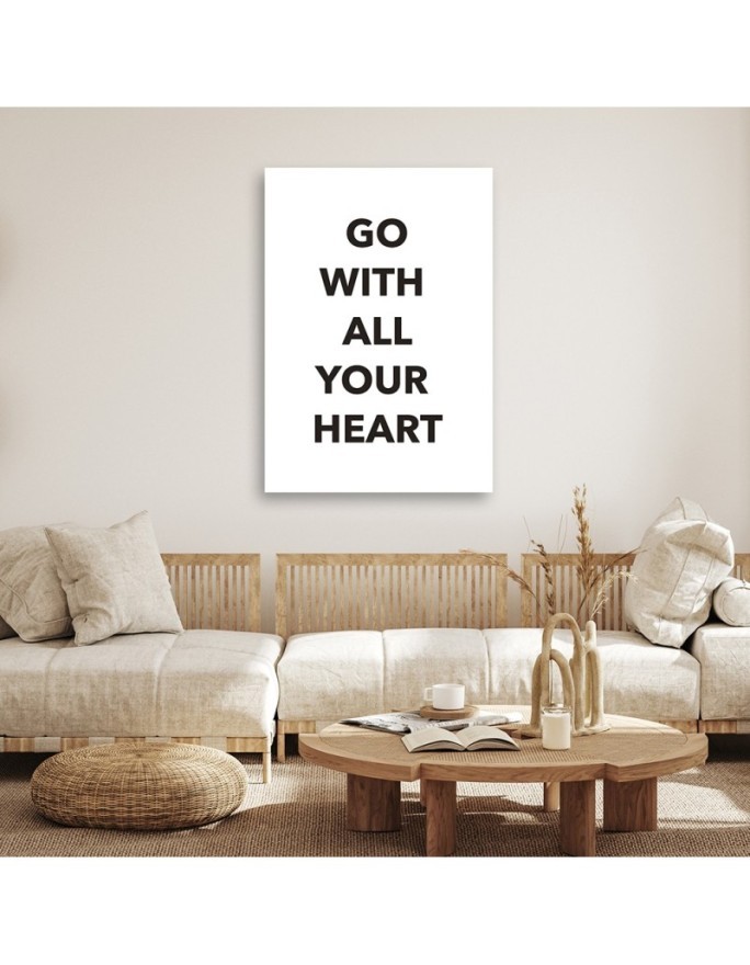 Canvas painting - Inscription With all my heart in English | FEEBY