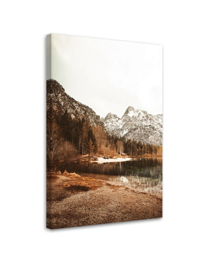 Canvas painting - Snowy mountains above the lake | FEEBY