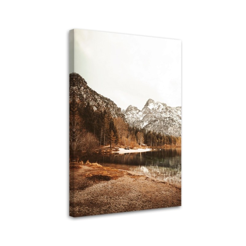 Canvas painting - Snowy mountains above the lake | FEEBY