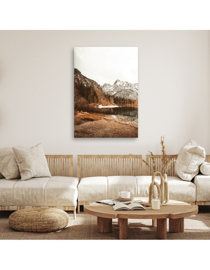 Canvas painting - Snowy mountains above the lake | FEEBY