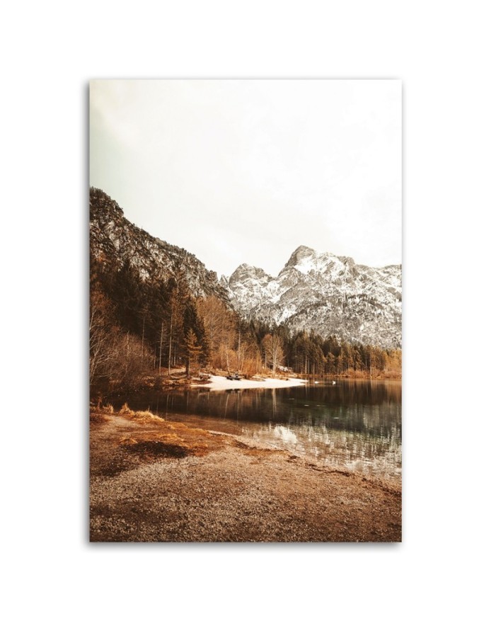 Canvas painting - Snowy mountains above the lake | FEEBY