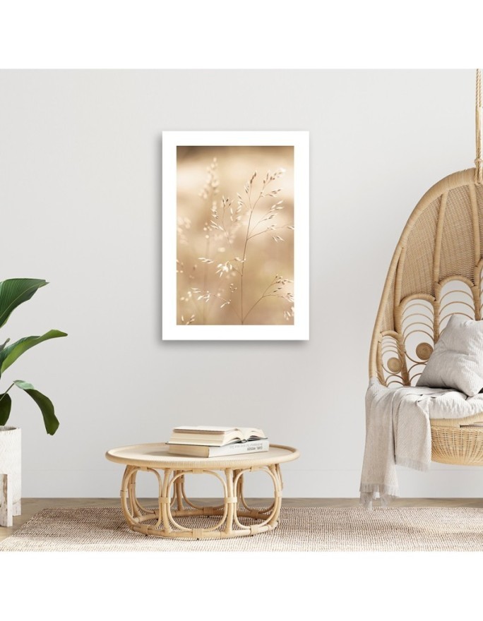 Canvas painting - Dry grass on a beige background | FEEBY