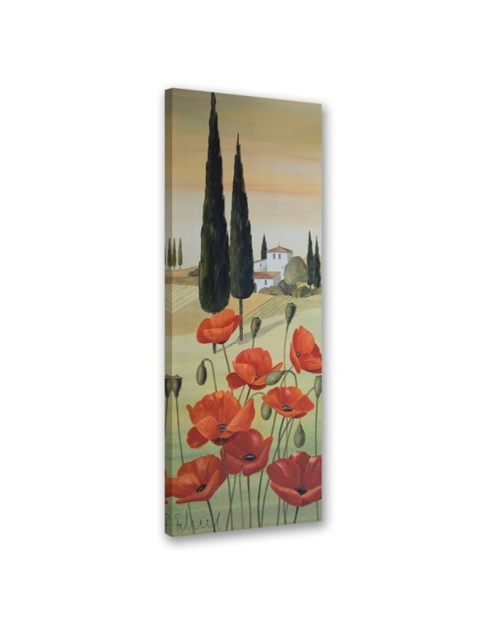 Modern canvas print - Tuscan landscape with poppies | FEEBY