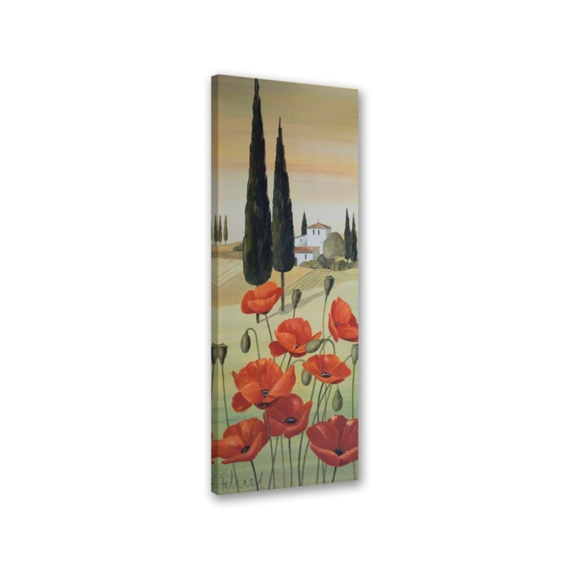 Modern canvas print - Tuscan landscape with poppies | FEEBY