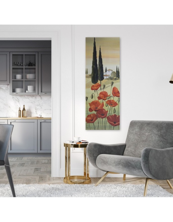 Modern canvas print - Tuscan landscape with poppies | FEEBY