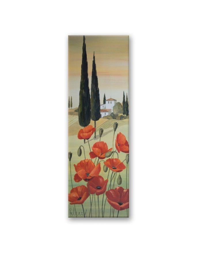 Modern canvas print - Tuscan landscape with poppies | FEEBY