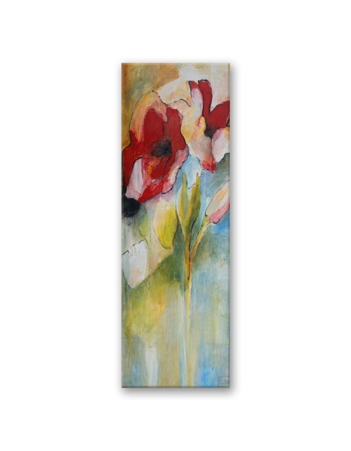 Canvas painting - Painted poppies and rose buds | FEEBY